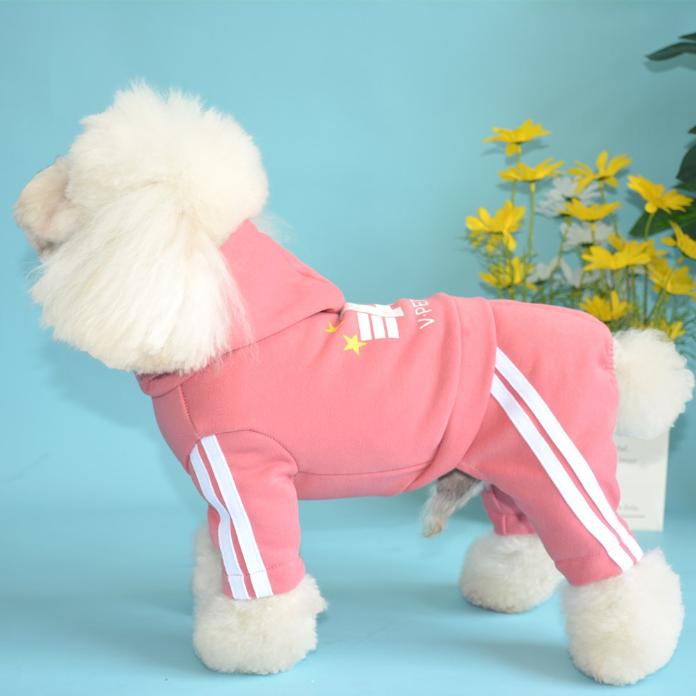 Dog Athletic Jumpsuit Hooded Sports Outfit with Star Design
